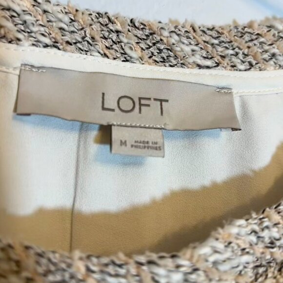 Loft Split Back Mixed Media Sweater - Women's Medium - Tan - Picture 3 of 4